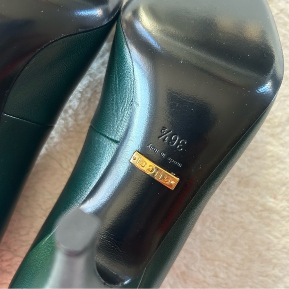 NIB Authentic Gucci Limited Edition Point Toe Leather Pump Vintage Green 36.5 - Picture 7 of 8